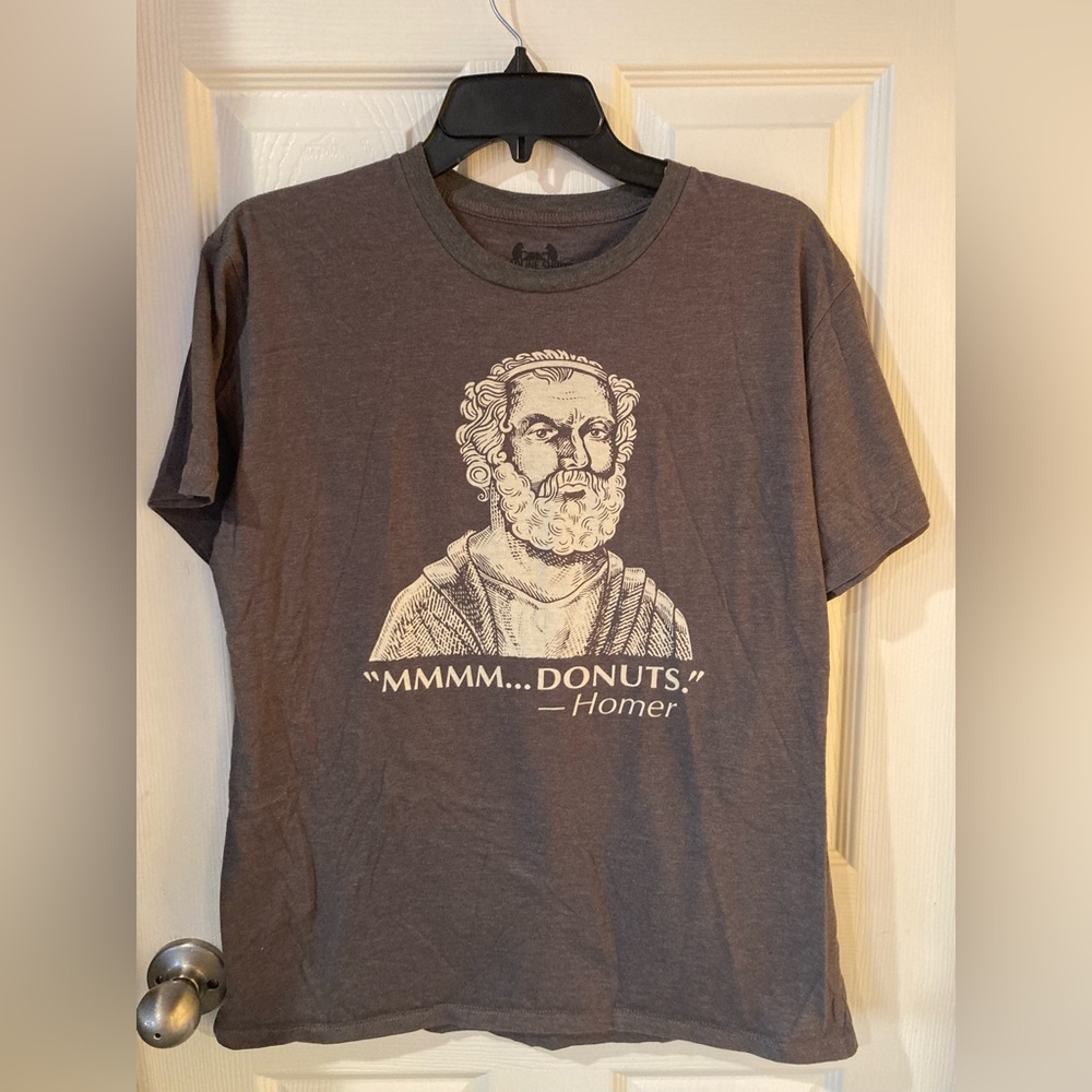 Gray Graphic Tee with Homer Quote mmm donuts